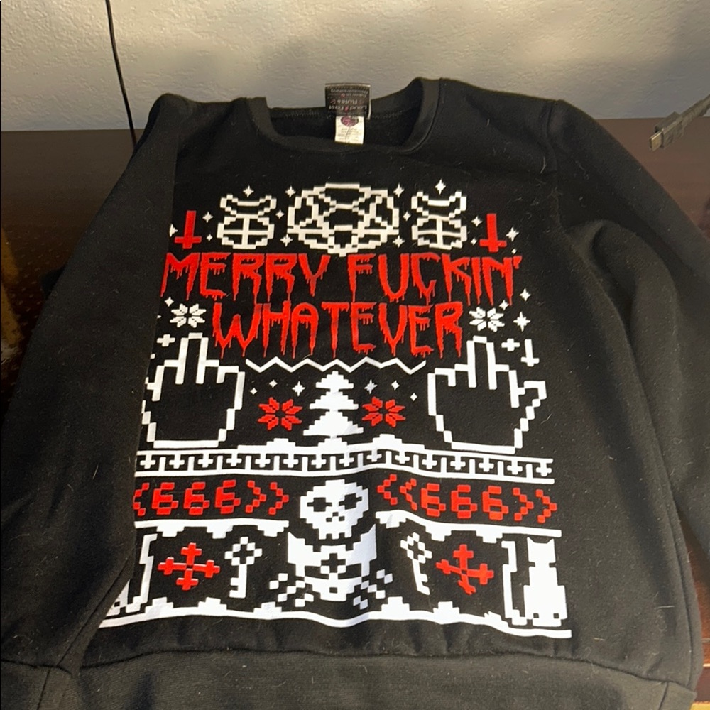 Black Graphic Sweatshirt with Red and White Design
